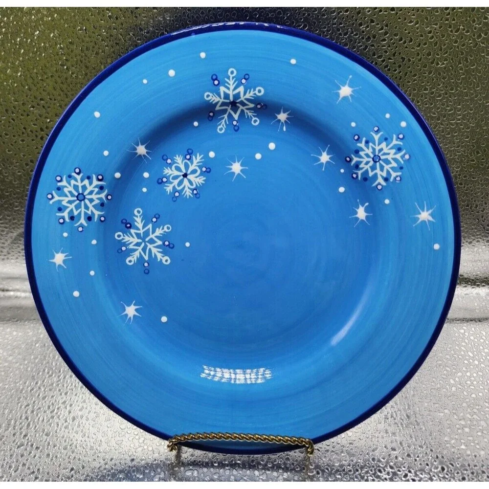 Pfaltzgraff Ice Crystals  Holiday/Winter Snowflakes Salad Plates (Set of Four)